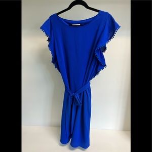 WOMEN’S ELLE ROYAL BLUE SHORT SLEEVE DRESS, SIZE LARGE